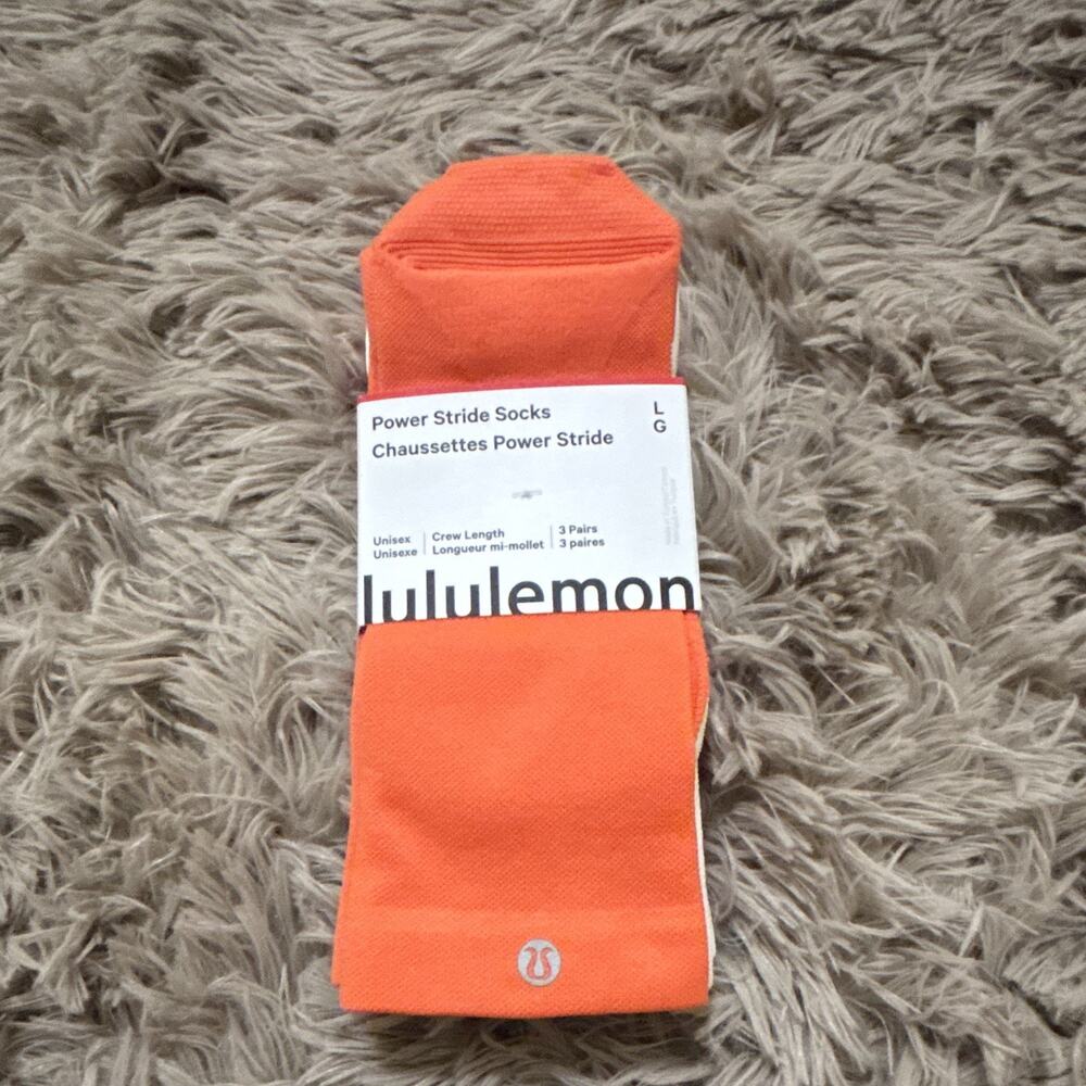 lululemon Women’s Power Stride Crew Socks 3 Pairs L Orange/Pink/White